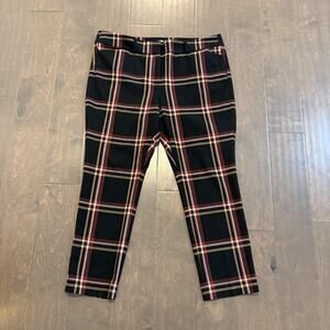 LOFT Outlet Pants Womens 14P Black Plaid Skinny Ankle Petite Stretch Fall Office
